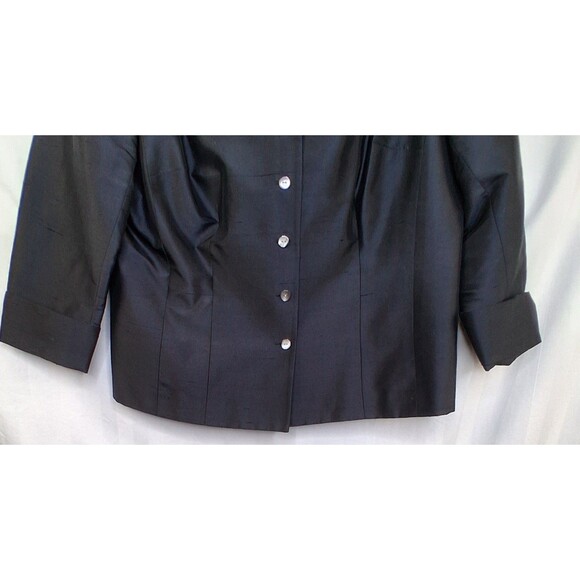 Kate Hill Woman Black Silk Jacket/Blazer Size 16W Fully Lined 3/4 Sleeve - Picture 13 of 15